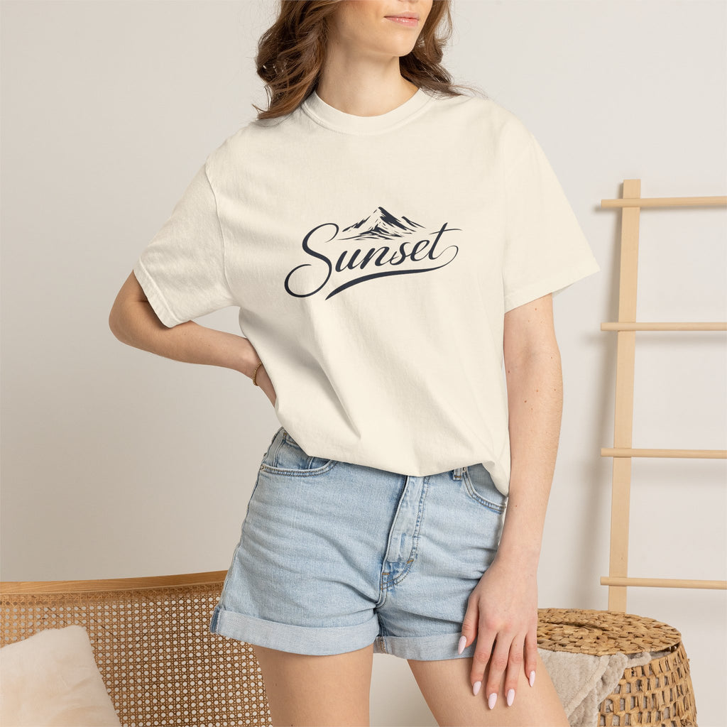 Sunset Script T‑Shirt — Mountain Sunset Graphic Tee