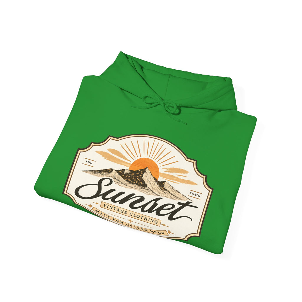 Sunset Vintage Hoodie — 'Sunset' Retro Mountain Graphic Pullover
