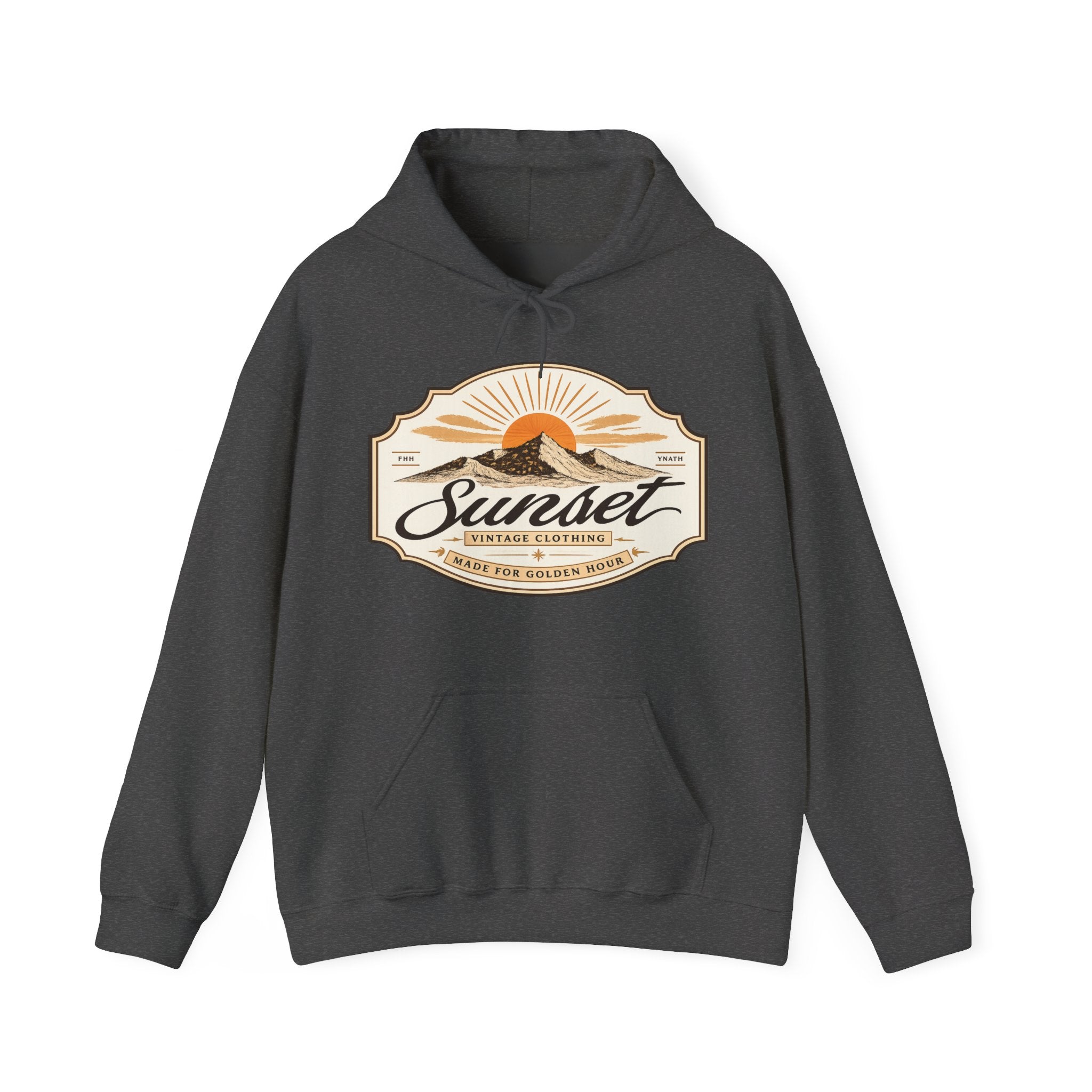 Sunset Vintage Hoodie — 'Sunset' Retro Mountain Graphic Pullover