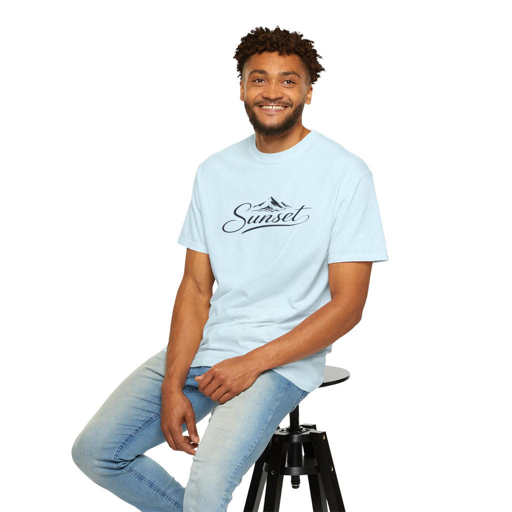 Sunset Script T‑Shirt — Mountain Sunset Graphic Tee