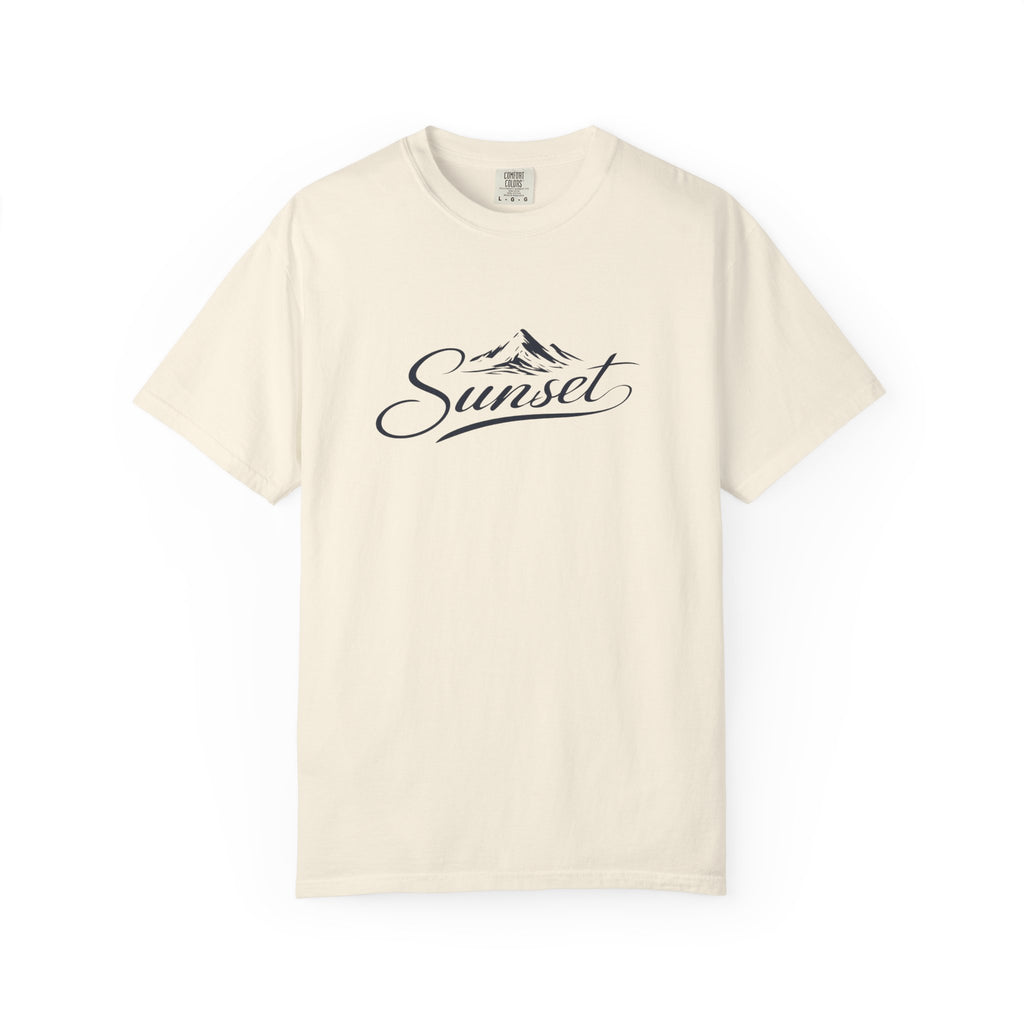 Sunset Script T‑Shirt — Mountain Sunset Graphic Tee