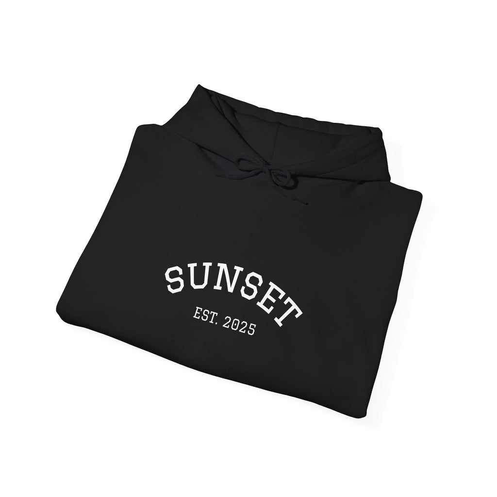 Sunset Est. 2023 Hoodie — Minimal Arch Logo Pullover