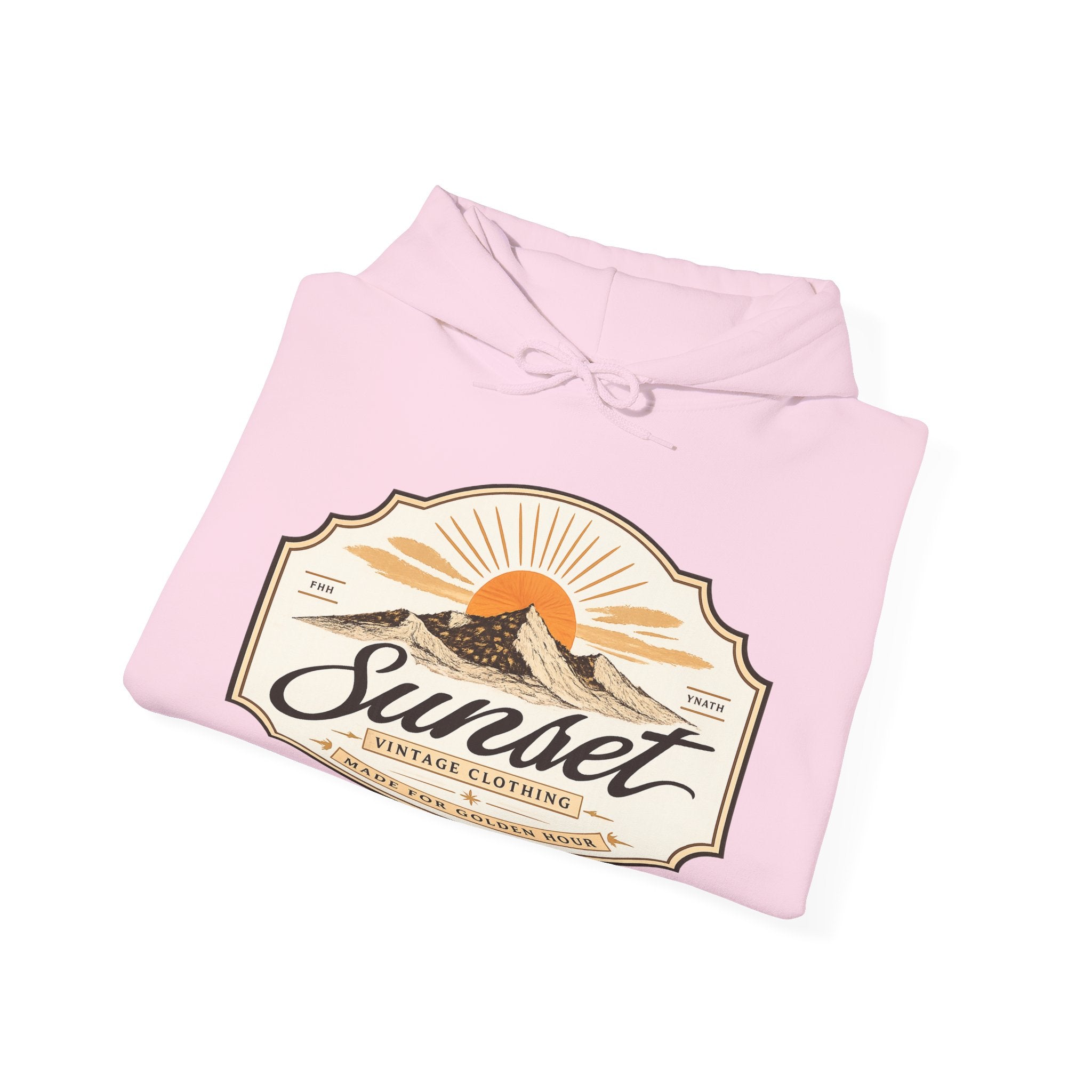 Sunset Vintage Hoodie — 'Sunset' Retro Mountain Graphic Pullover