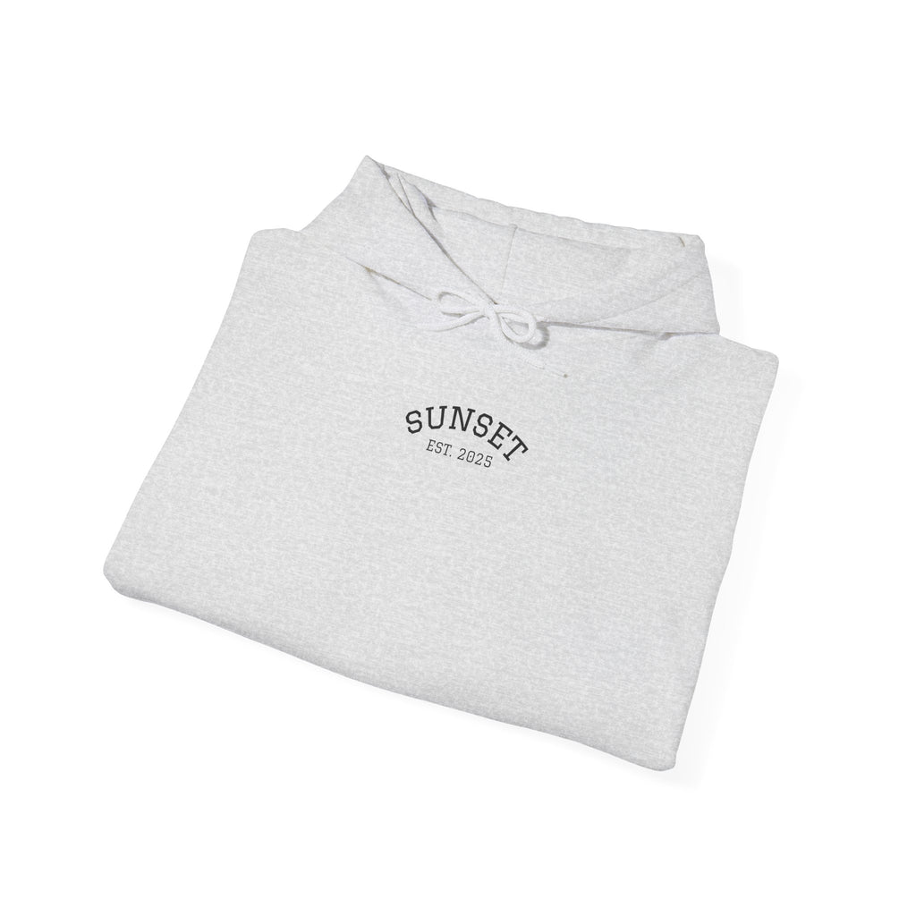 Sunset Est. 2023 Hoodie — Minimal Arch Logo Pullover