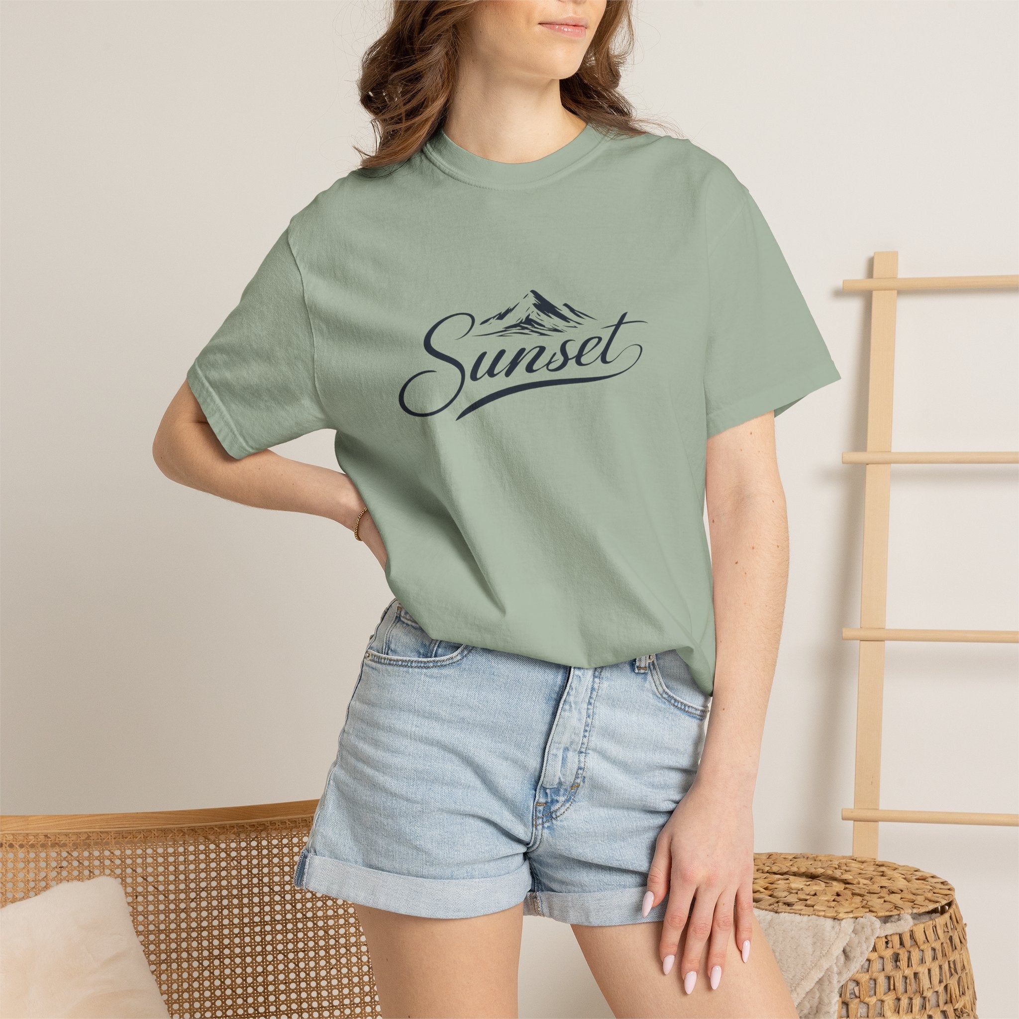 Sunset Script T‑Shirt — Mountain Sunset Graphic Tee