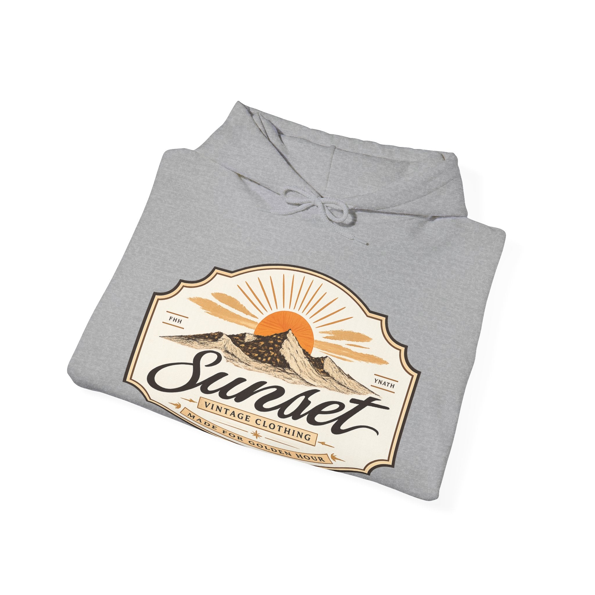 Sunset Vintage Hoodie — 'Sunset' Retro Mountain Graphic Pullover