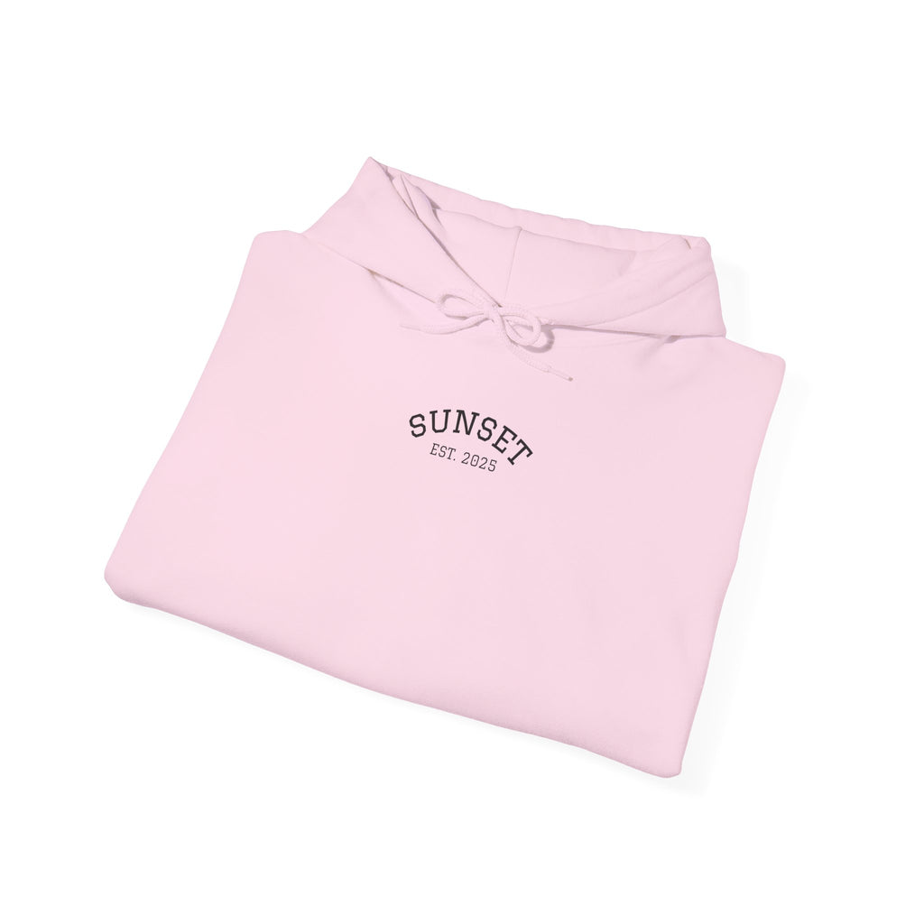 Sunset Est. 2023 Hoodie — Minimal Arch Logo Pullover