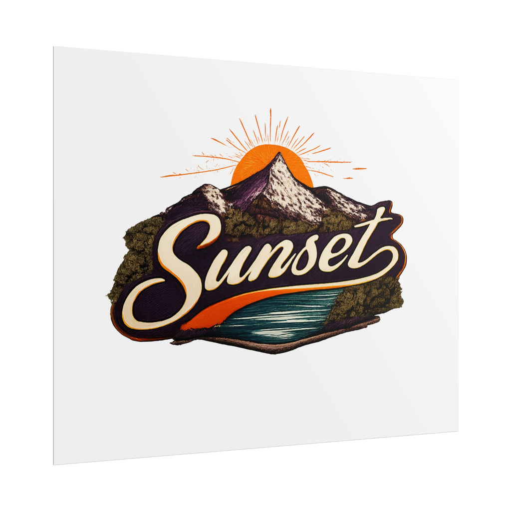Sunset Mountain Poster — Retro Outdoor Landscape Rolled Poster
