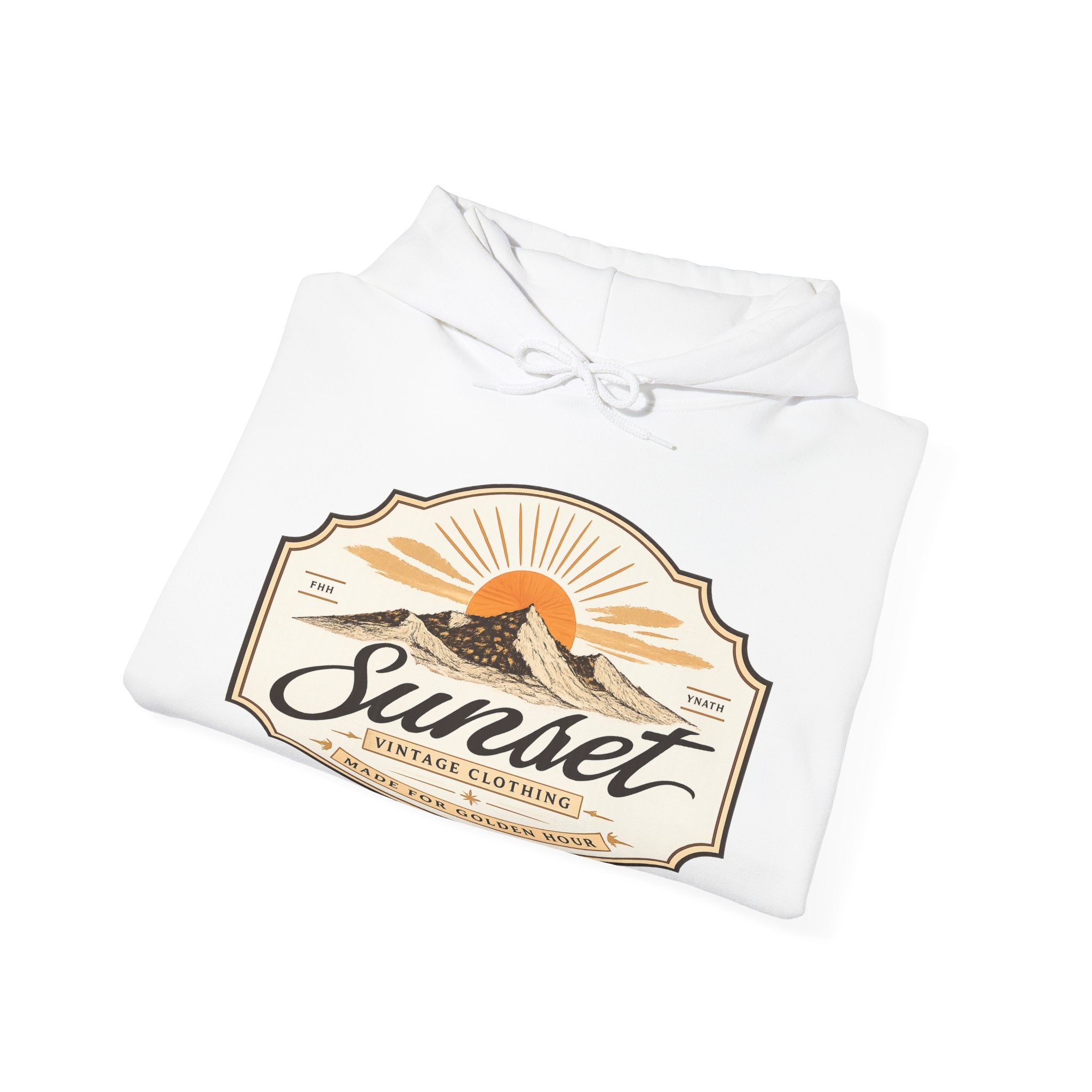 Sunset Vintage Hoodie — 'Sunset' Retro Mountain Graphic Pullover