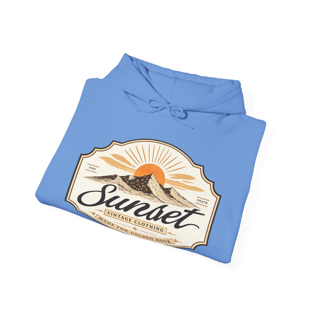 Sunset Vintage Hoodie — 'Sunset' Retro Mountain Graphic Pullover