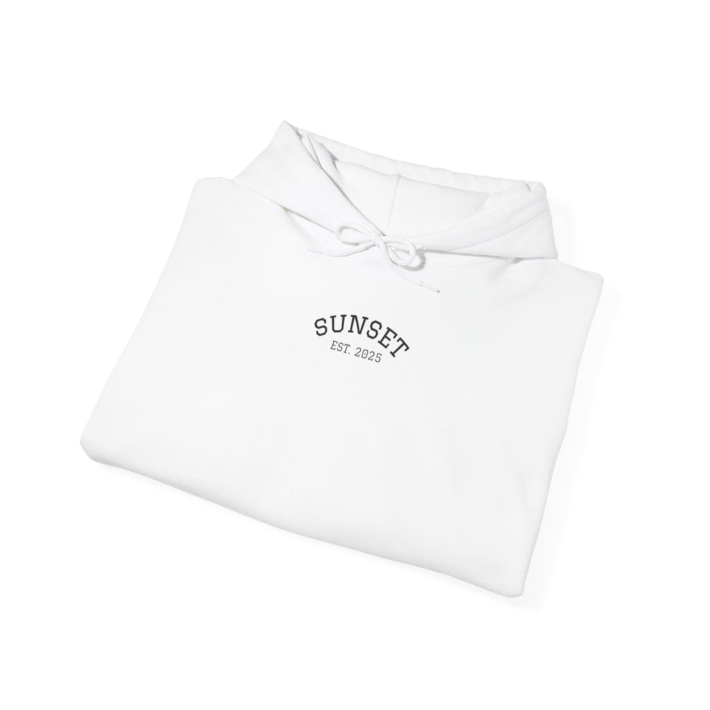 Sunset Est. 2023 Hoodie — Minimal Arch Logo Pullover