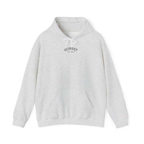 Sunset Est. 2023 Hoodie — Minimal Arch Logo Pullover