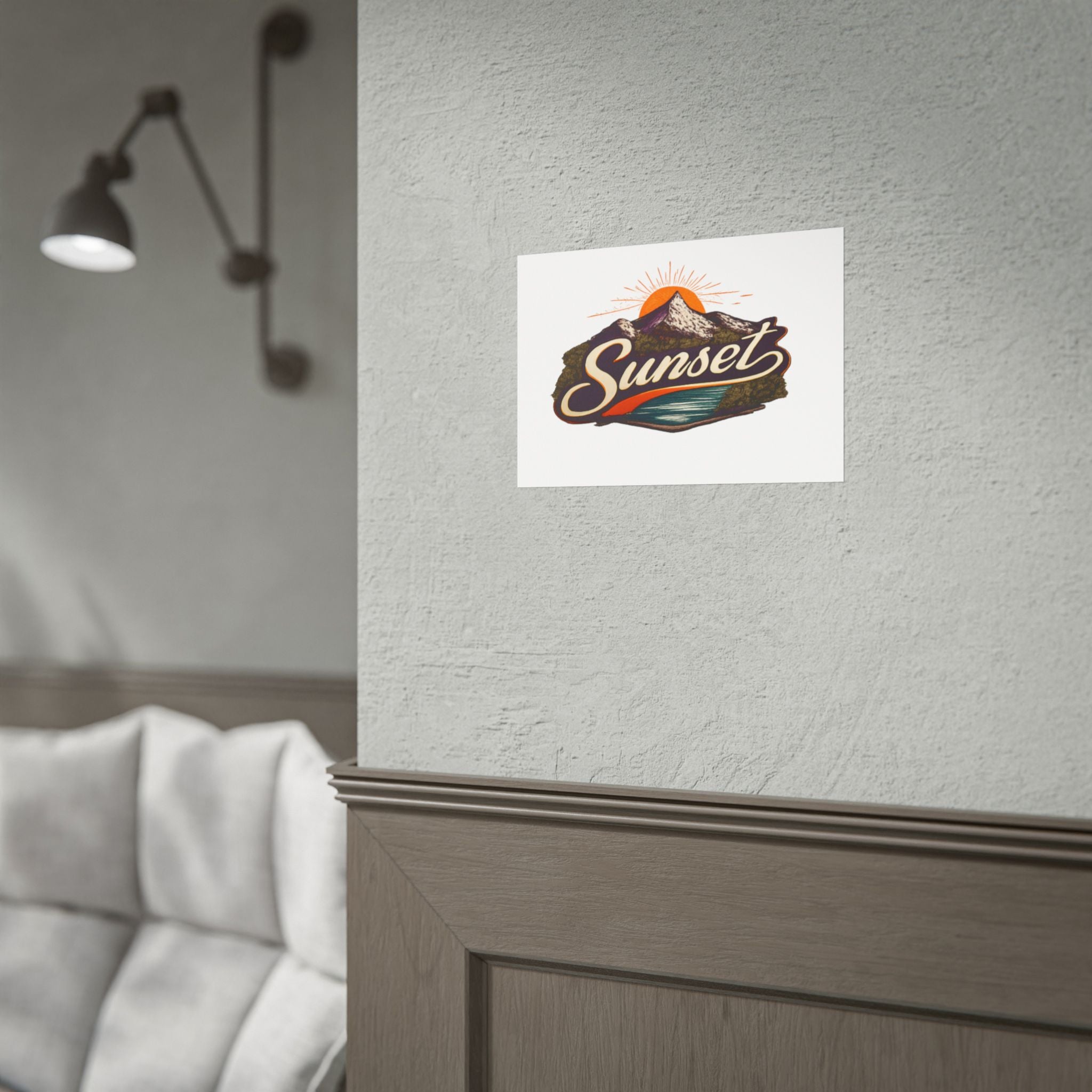 Sunset Mountain Poster — Retro Outdoor Landscape Rolled Poster