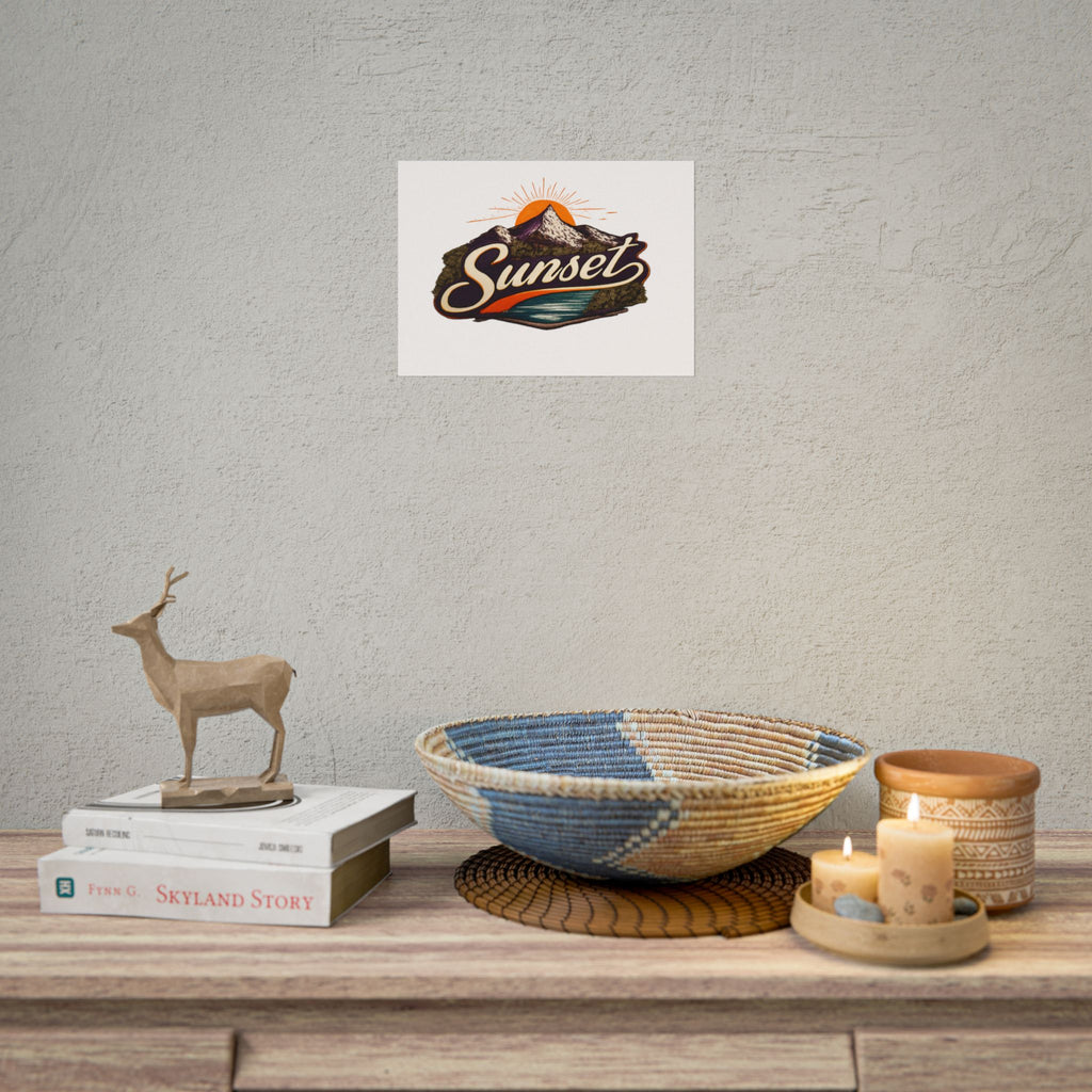 Sunset Mountain Poster — Retro Outdoor Landscape Rolled Poster