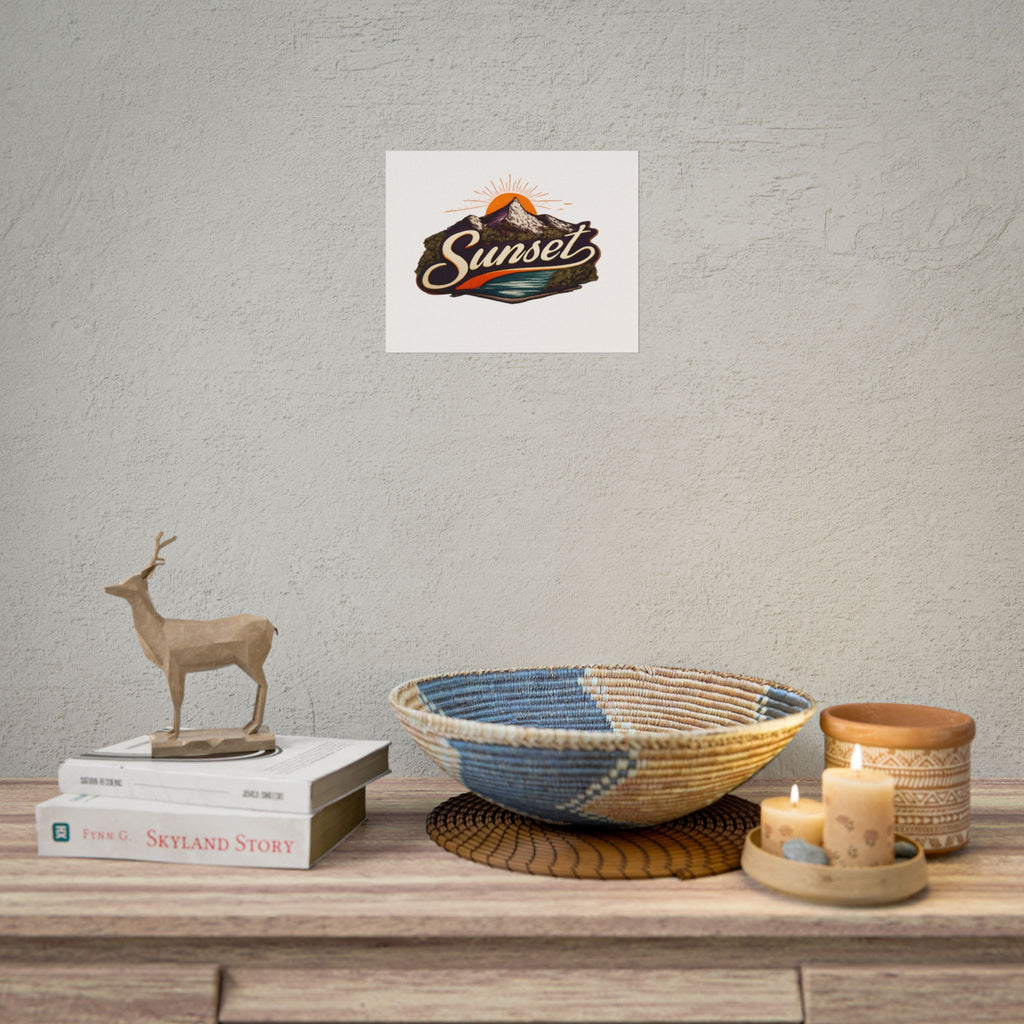 Sunset Mountain Poster — Retro Outdoor Landscape Rolled Poster