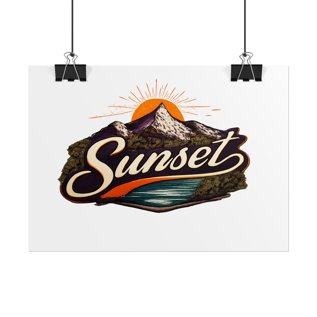 Sunset Mountain Poster — Retro Outdoor Landscape Rolled Poster