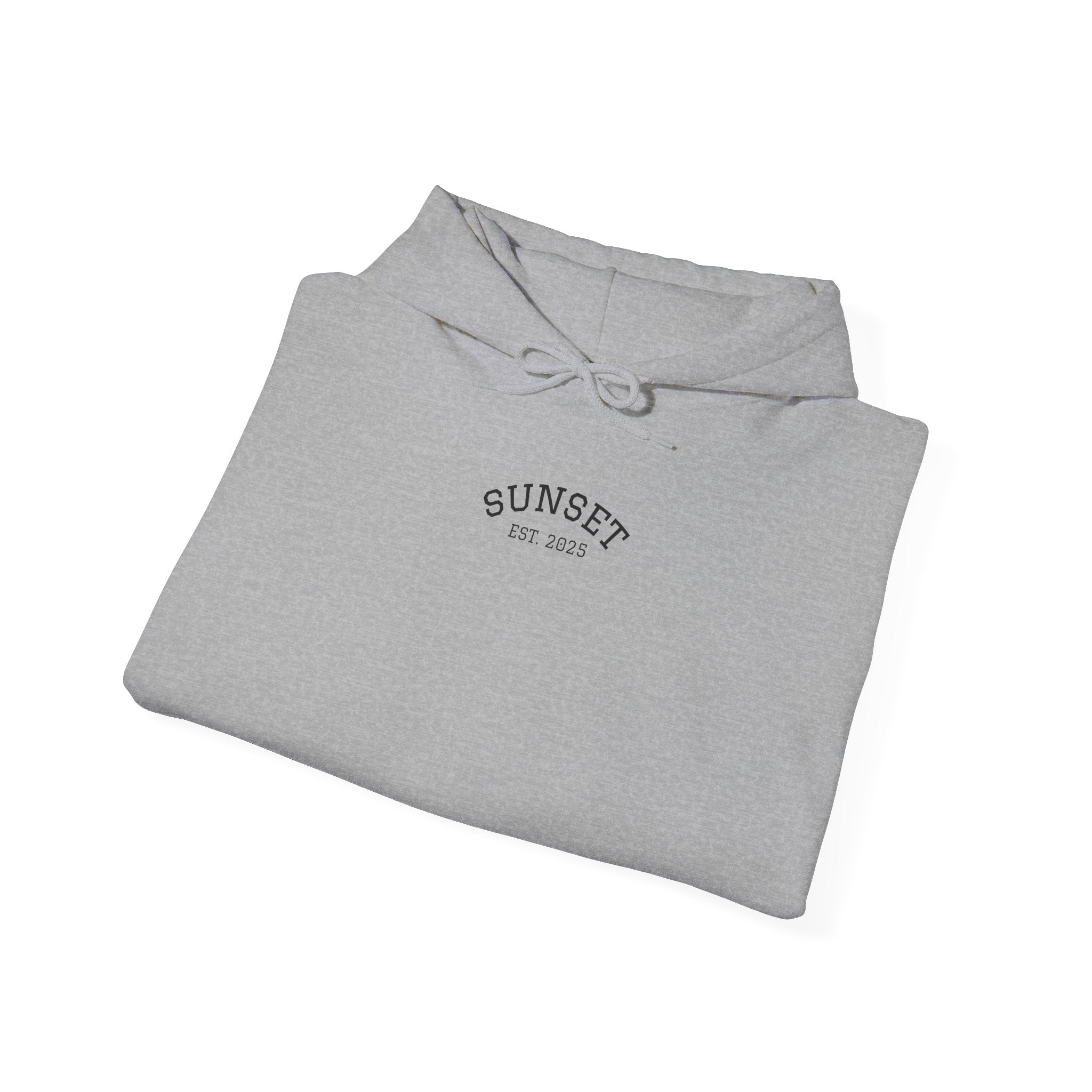 Sunset Est. 2023 Hoodie — Minimal Arch Logo Pullover