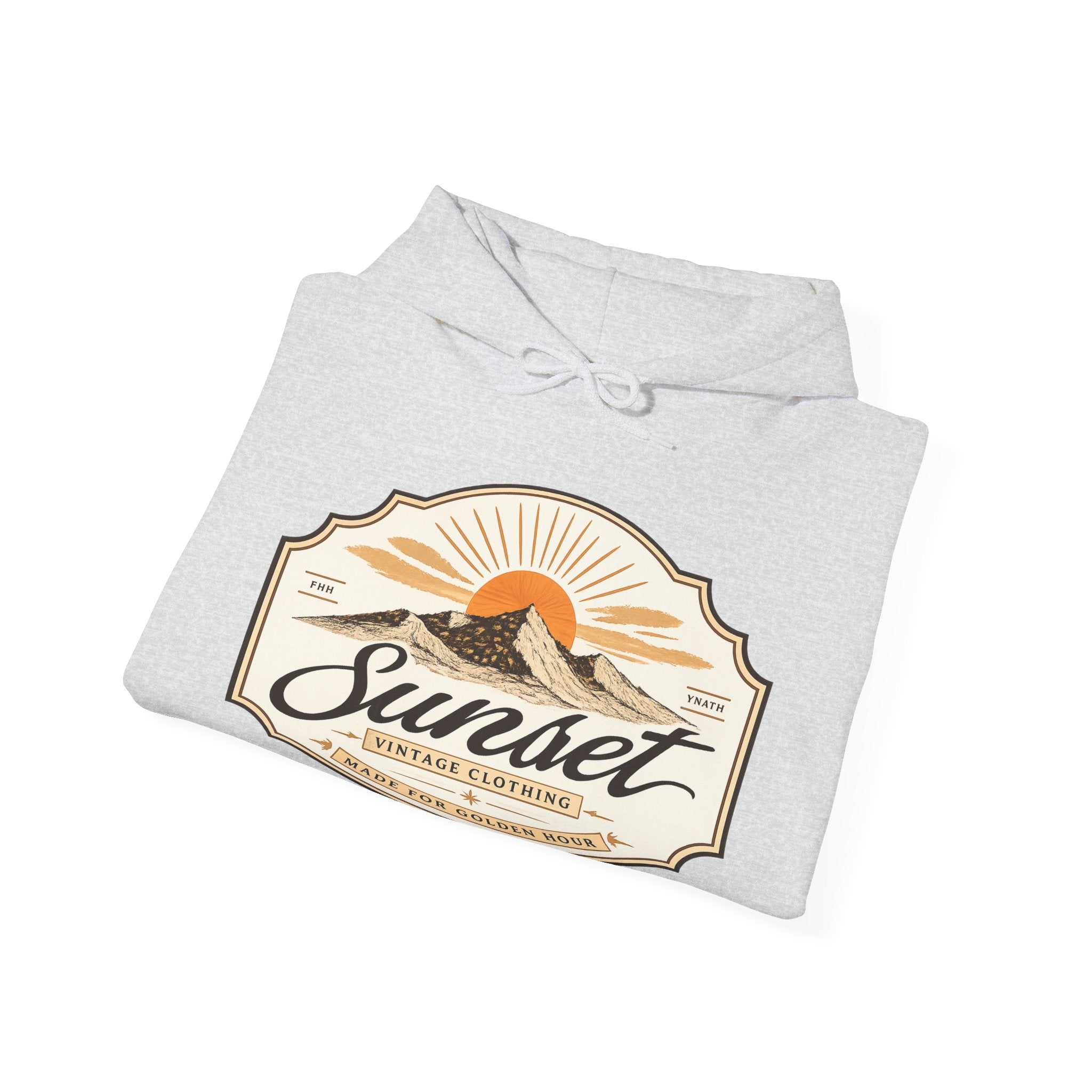 Sunset Vintage Hoodie — 'Sunset' Retro Mountain Graphic Pullover