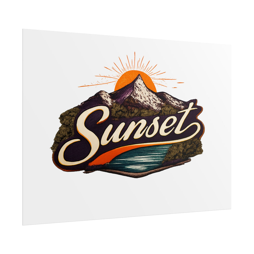 Sunset Mountain Poster — Retro Outdoor Landscape Rolled Poster