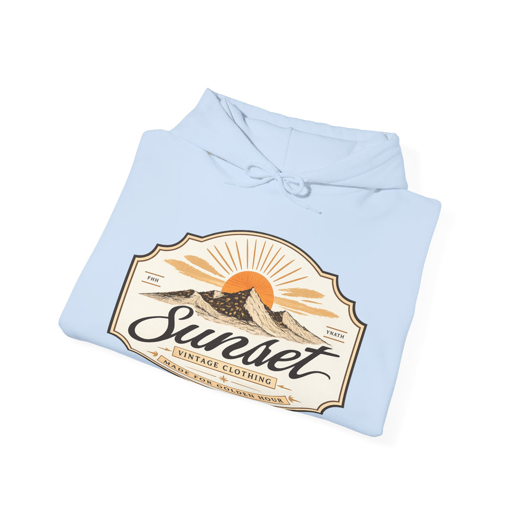 Sunset Vintage Hoodie — 'Sunset' Retro Mountain Graphic Pullover