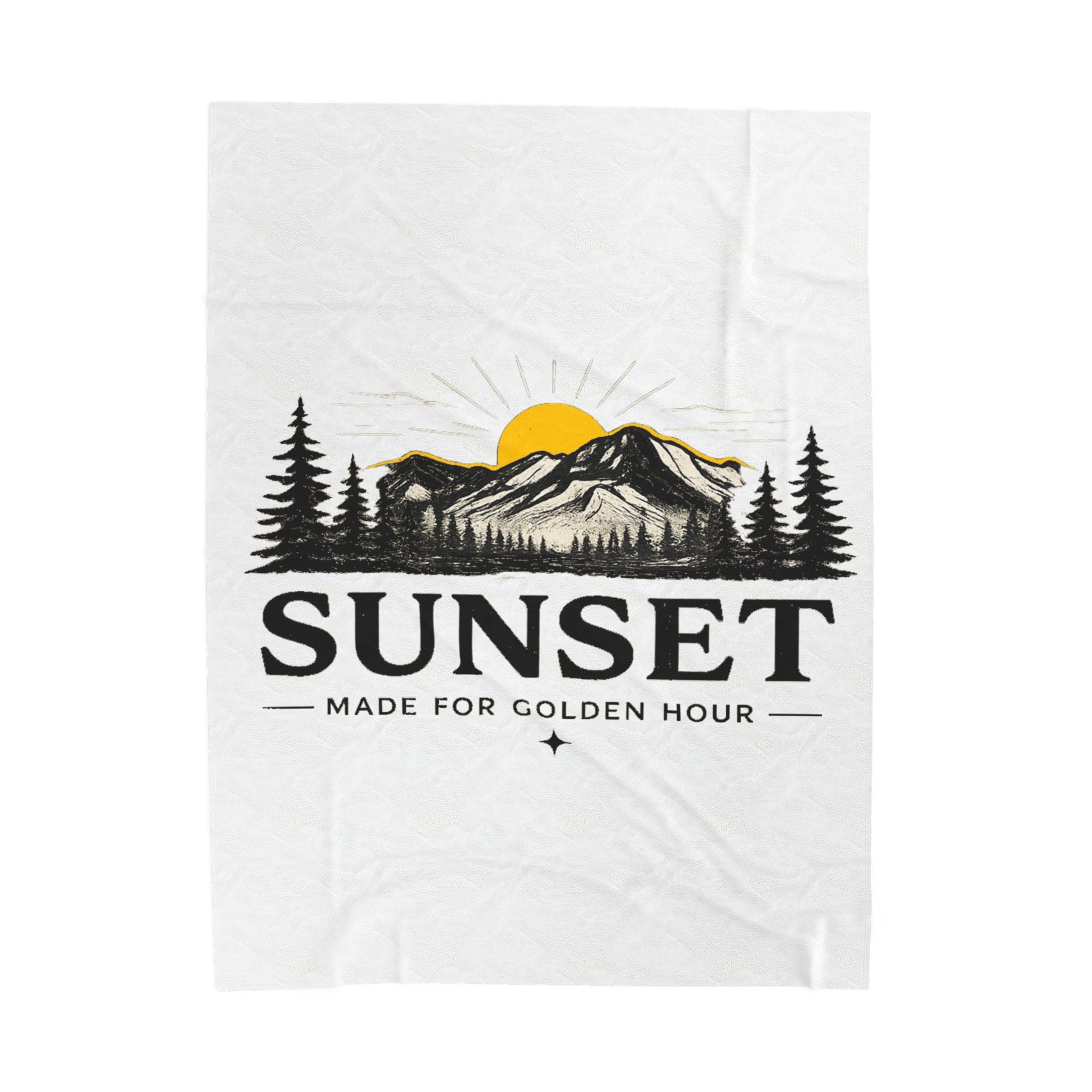 Sunset Mountain Velveteen Blanket — "Sunset: Made for Golden Hour" Plush Throw