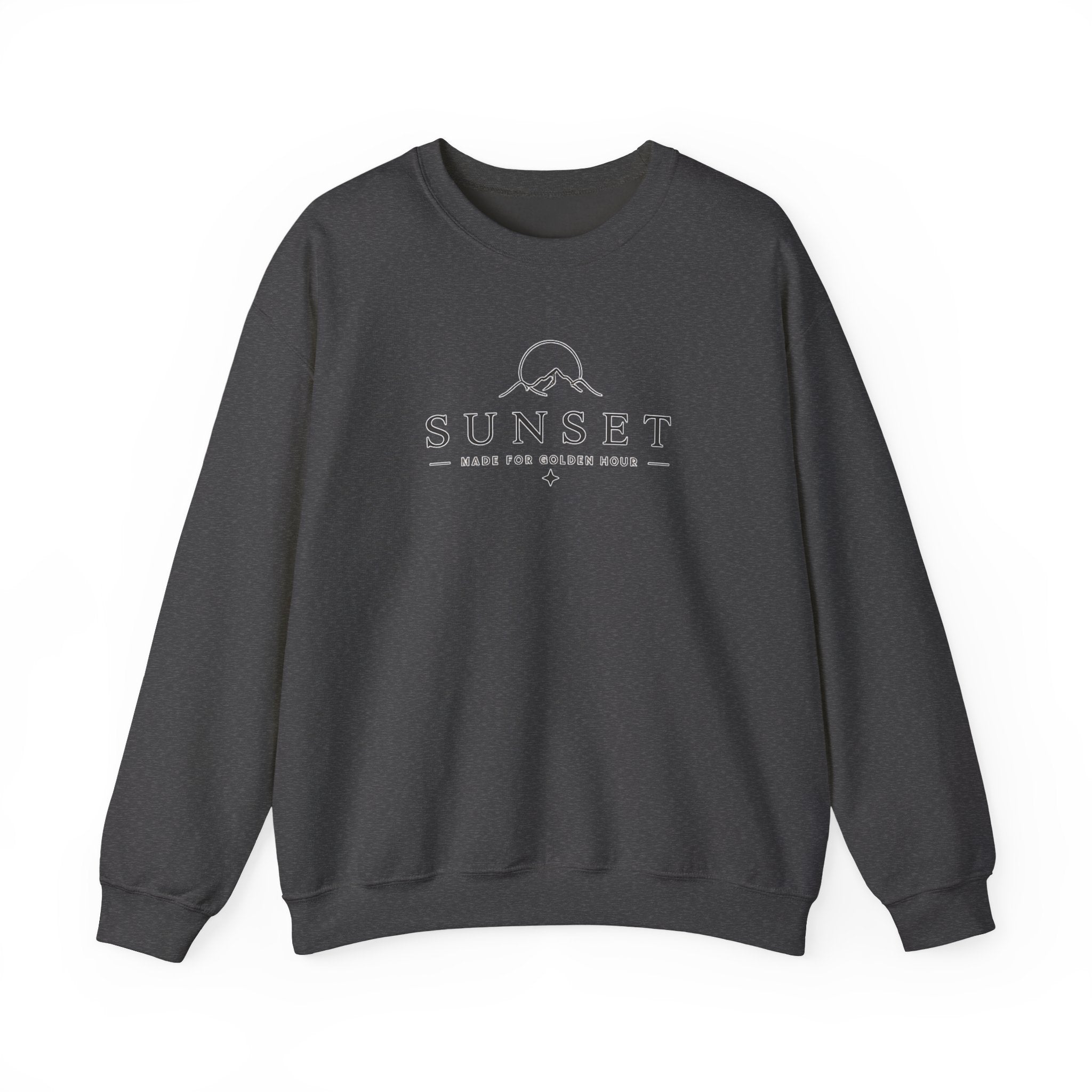 Sunset Mountain Crewneck Sweatshirt — Minimal Outdoor Graphic