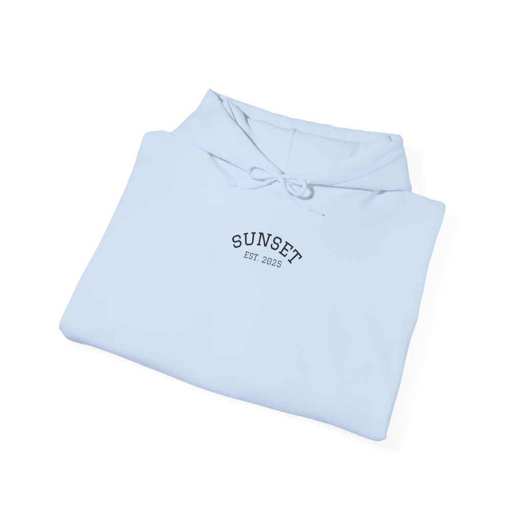 Sunset Est. 2023 Hoodie — Minimal Arch Logo Pullover