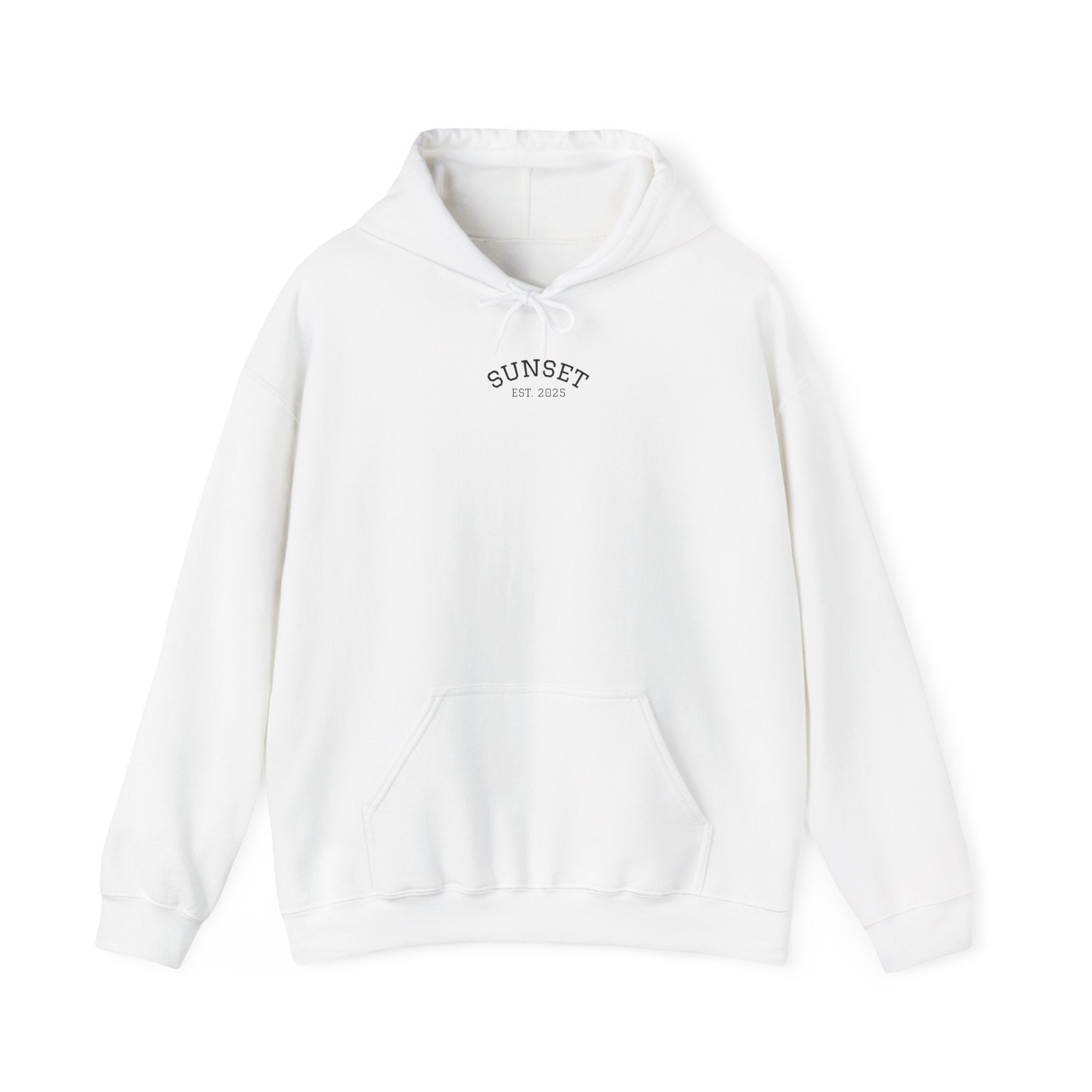 Sunset Est. 2023 Hoodie — Minimal Arch Logo Pullover