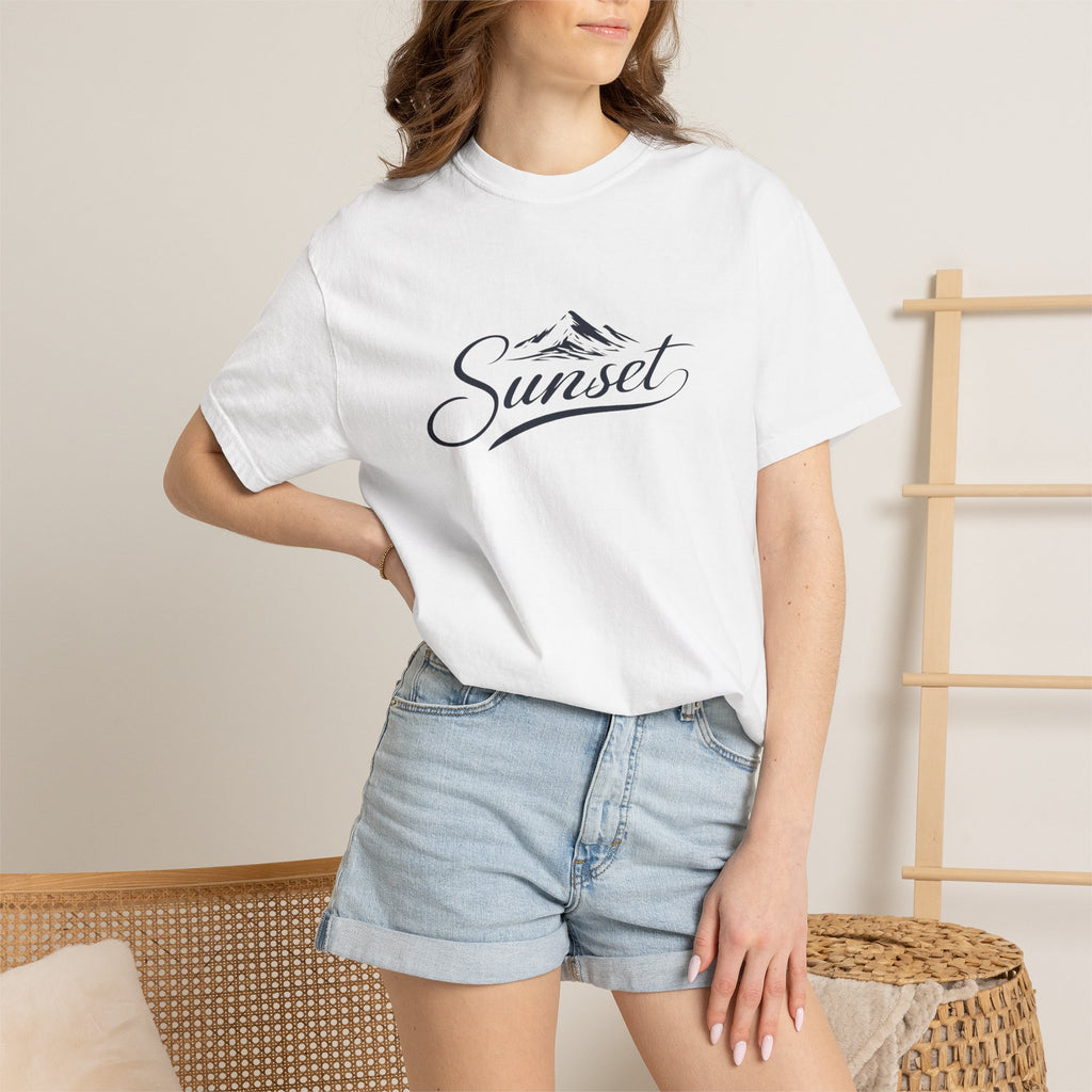 Sunset Script T‑Shirt — Mountain Sunset Graphic Tee