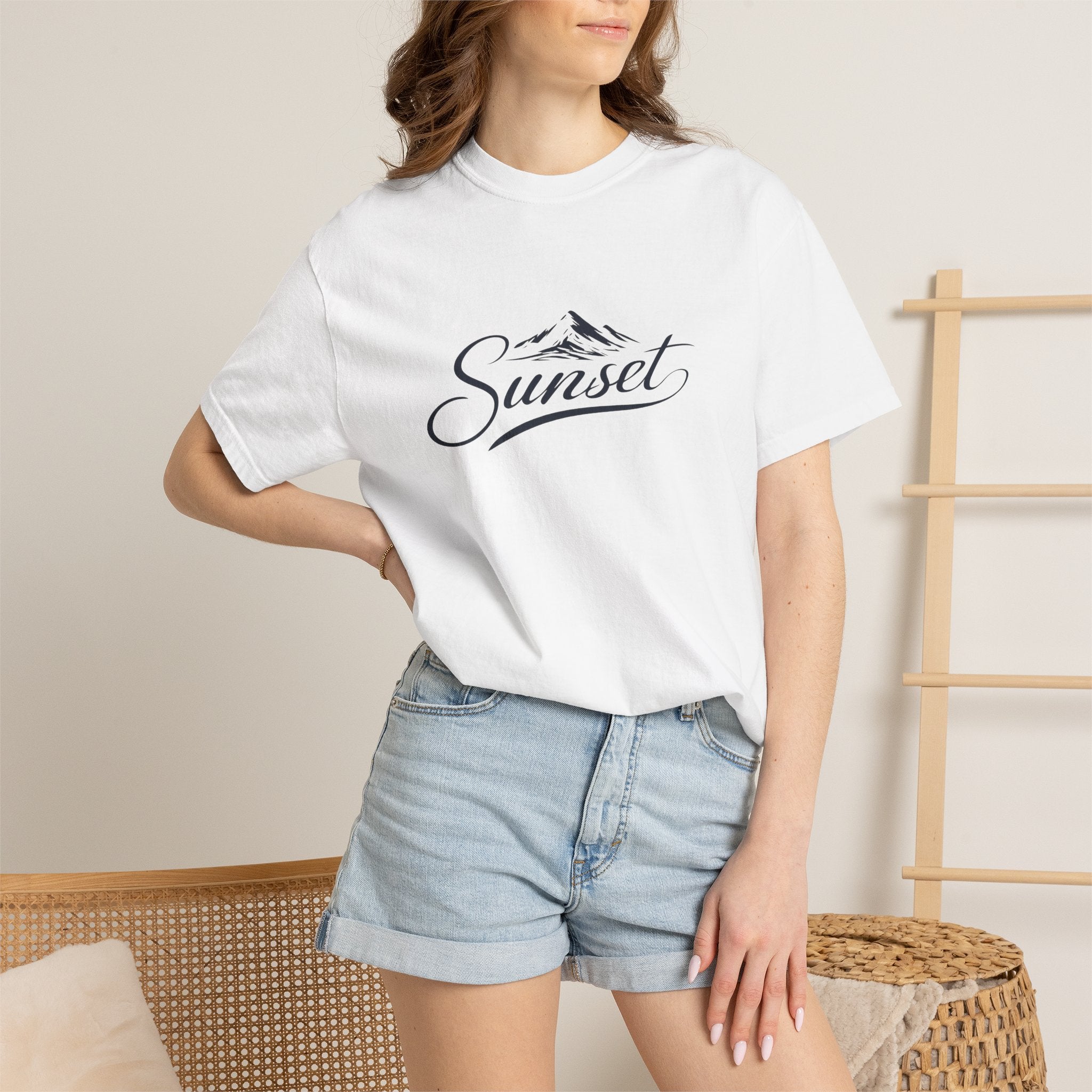 Sunset Script T‑Shirt — Mountain Sunset Graphic Tee